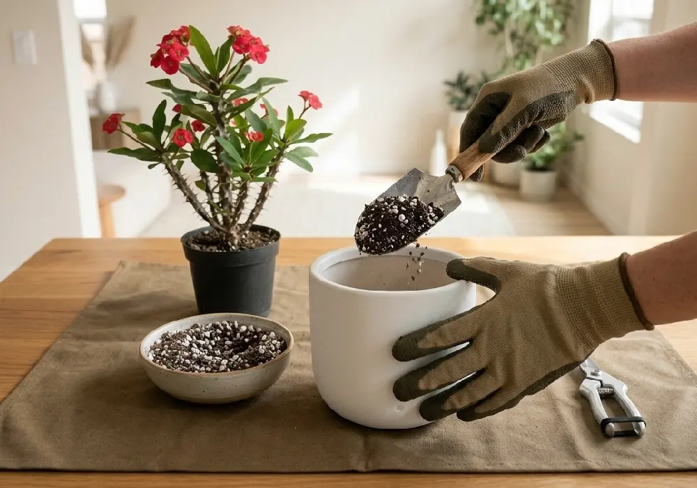 4. Yeni saksıyı ve toprak karışımını hazırlayın.